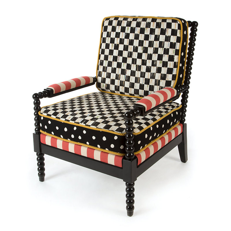 Mackenzie Childs Spindle Cabana Outdoor Patio Chair with Cushions